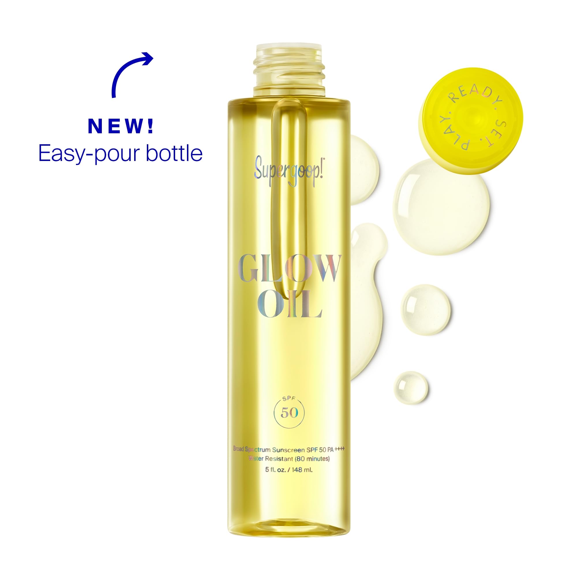 Supergoop! Glow Oil - 1 fl oz - SPF 50 PA++++ Vitamin E Body Oil + Broad Spectrum Sunscreen Protection - With Marigold, Meadowfoam & Grape Seed Extracts